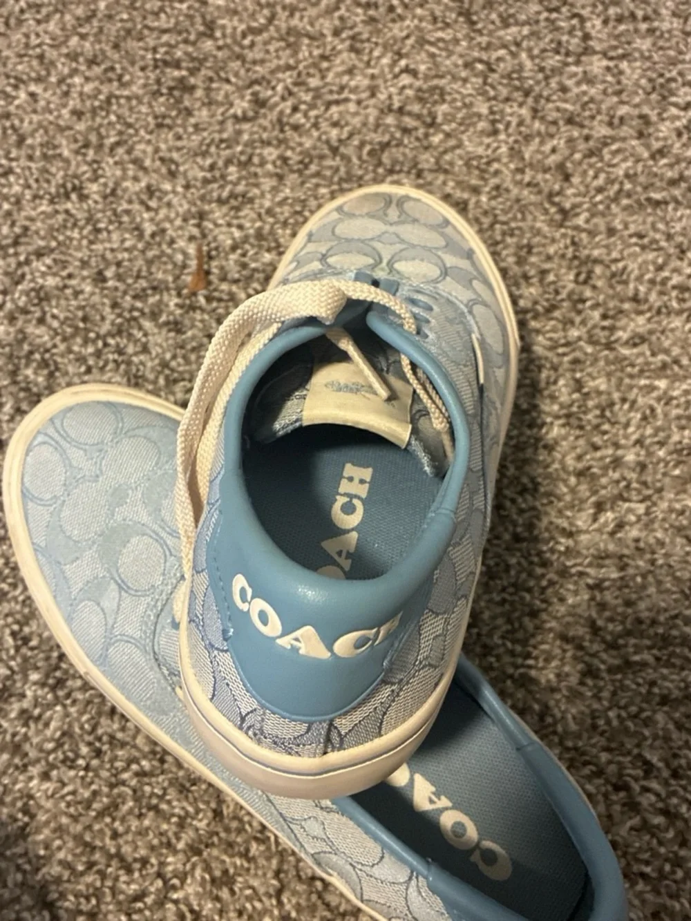 Coach Kids Light Blue Signature Canvas Low-Top Sneakers